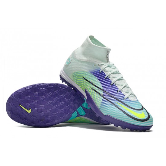 Nike Mercurial Superfly 9 Elite TF High-top White Turqoise Purple Multi Men Soccer Cleats