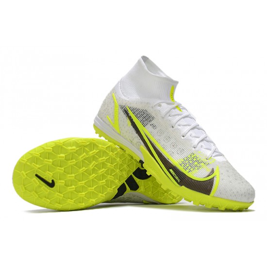 Nike Mercurial Superfly 9 Elite TF High-top White Yellow Black Men Soccer Cleats