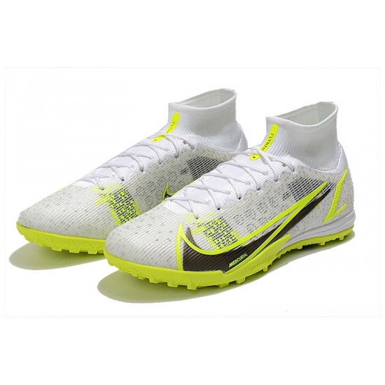 Nike Mercurial Superfly 9 Elite TF High-top White Yellow Black Men Soccer Cleats