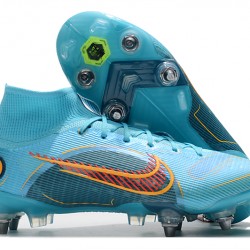 Nike Mercurial Superfly VIII Elite SG PRO Anti Clog High-top Blue Men Soccer Cleats 