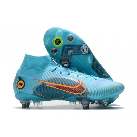 Nike Mercurial Superfly VIII Elite SG PRO Anti Clog High-top Blue Men Soccer Cleats