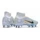 Nike Mercurial Superfly VIII Elite SG PRO Anti Clog High-top White Blue Men Soccer Cleats