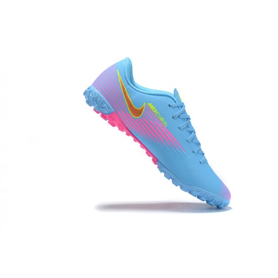 Nike Mercurial Vapor 13 Academy TF Gold Pink Blue Low-top For Men Soccer Cleats 