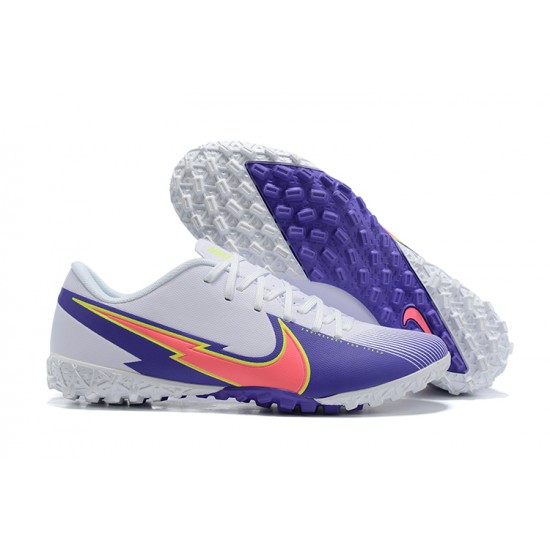 Nike Mercurial Vapor 13 Academy TF Purple Yellow White Low-top For Men Soccer Cleats 