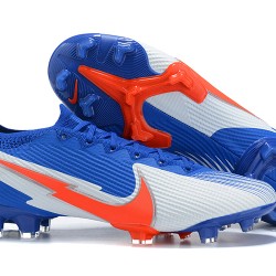 Nike Mercurial Vapor 13 Elite FG Blue White Orange Low-top For Men Soccer Cleats 