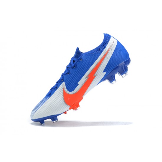 Nike Mercurial Vapor 13 Elite FG Blue White Orange Low-top For Men Soccer Cleats