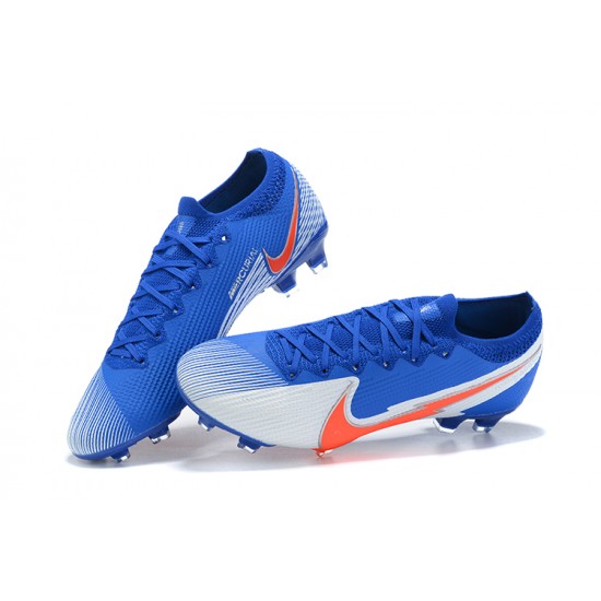 Nike Mercurial Vapor 13 Elite FG Blue White Orange Low-top For Men Soccer Cleats 