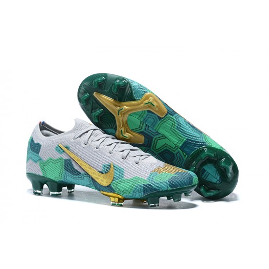 Nike Mercurial Vapor 13 Elite FG Green Gold White Low-top For Men Soccer Cleats 