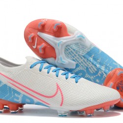 Nike Mercurial Vapor 13 Elite FG LightBlue Orange White Low-top For Men Soccer Cleats 