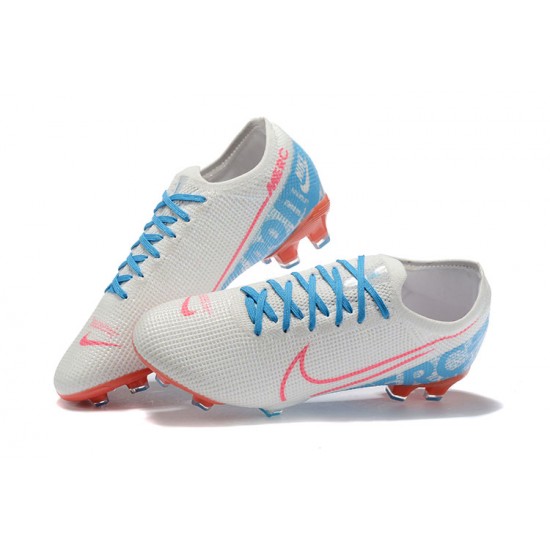 Nike Mercurial Vapor 13 Elite FG LightBlue Orange White Low-top For Men Soccer Cleats 