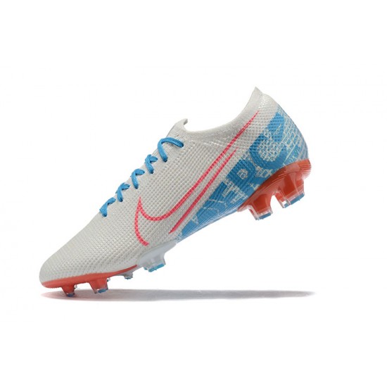 Nike Mercurial Vapor 13 Elite FG LightBlue Orange White Low-top For Men Soccer Cleats