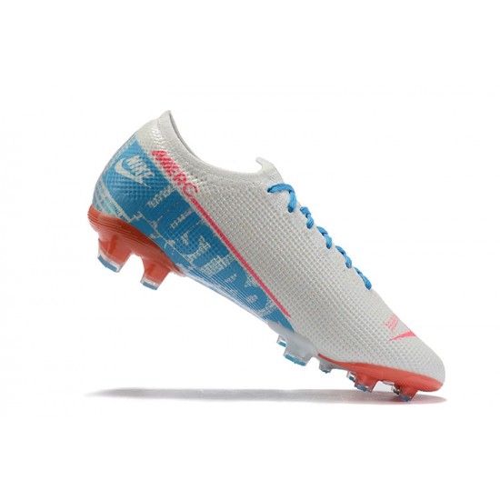 Nike Mercurial Vapor 13 Elite FG LightBlue Orange White Low-top For Men Soccer Cleats 