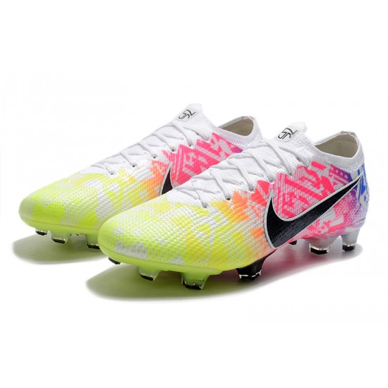 Nike Mercurial Vapor 13 Elite FG Low-Top Pink Yellow Blue Men Soccer Cleats 