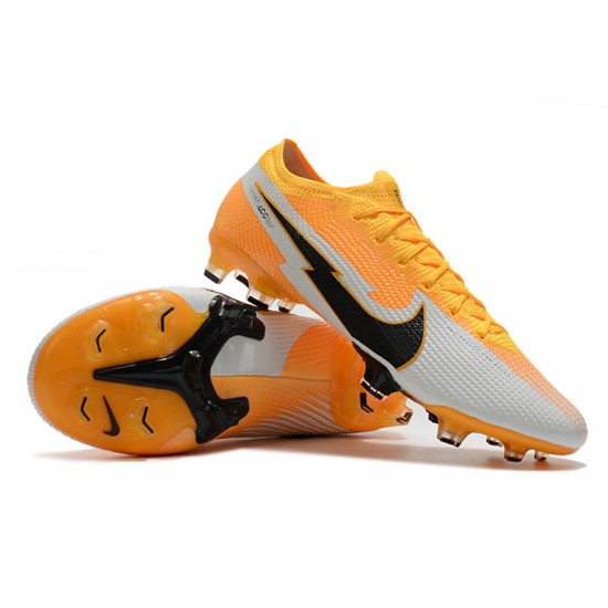 Nike Mercurial Vapor 13 Elite FG Low-Top White Orange Black Men Soccer Cleats 