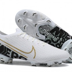 Nike Mercurial Vapor 13 Elite FG White Black Gold Green Low-top For Men Soccer Cleats 