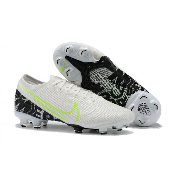 Nike Mercurial Vapor 13 Elite FG White LightGreen Black Low-top For Men Soccer Cleats