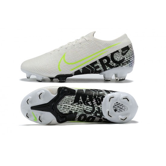 Nike Mercurial Vapor 13 Elite FG White LightGreen Black Low-top For Men Soccer Cleats