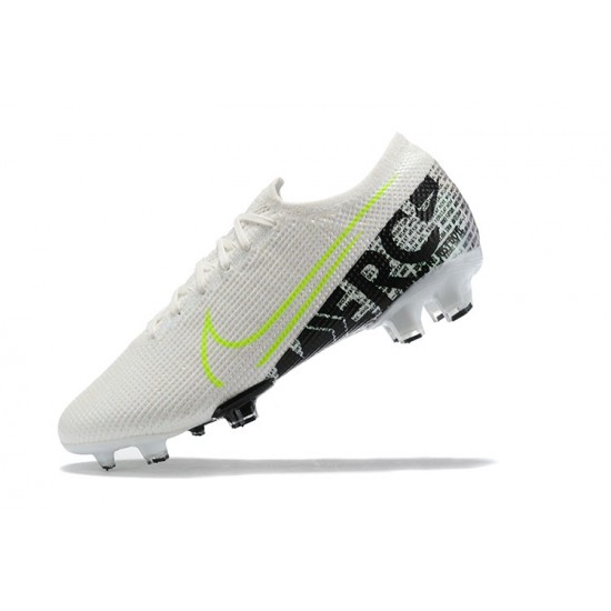 Nike Mercurial Vapor 13 Elite FG White LightGreen Black Low-top For Men Soccer Cleats