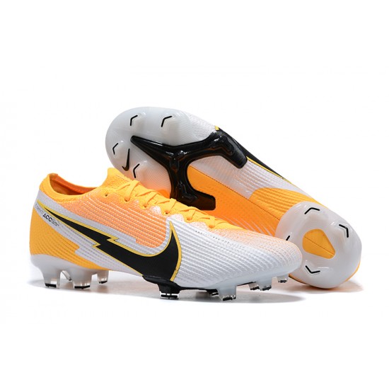 Nike Mercurial Vapor 13 Elite FG Yellow Orange Black White Low-top For Men Soccer Cleats