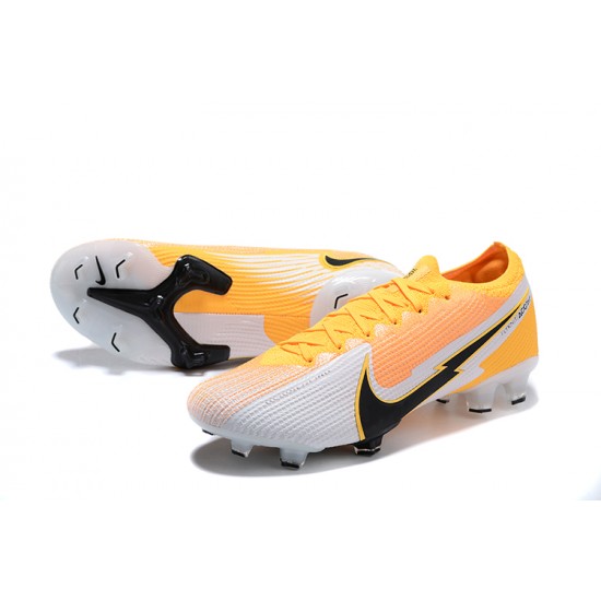 Nike Mercurial Vapor 13 Elite FG Yellow Orange Black White Low-top For Men Soccer Cleats