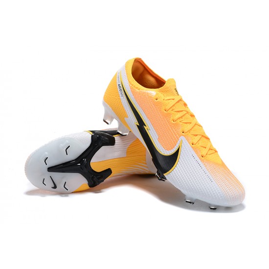 Nike Mercurial Vapor 13 Elite FG Yellow Orange Black White Low-top For Men Soccer Cleats