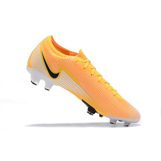 Nike Mercurial Vapor 13 Elite FG Yellow Orange Black White Low-top For Men Soccer Cleats