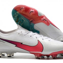 Nike Mercurial Vapor 13 Elite Korea FG Low-Top White Pink Turqoise Men Soccer Cleats 