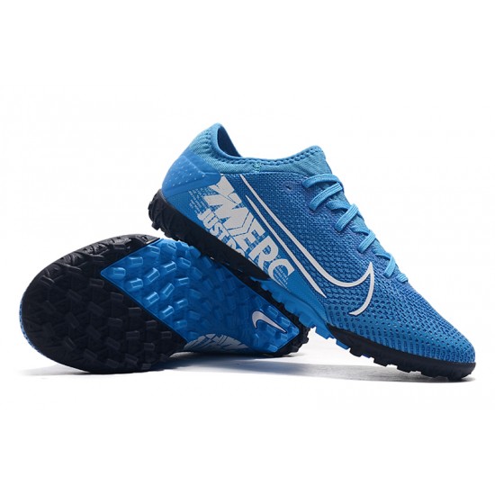 Nike Mercurial Vapor 13 Pro TF Black White Blue Men Soccer Cleats 