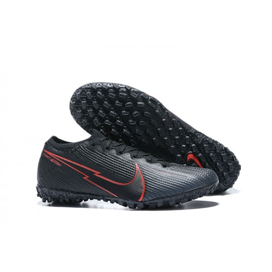 Nike Mercurial Vapor 7 Elite TF Black Red Low-top For Men Soccer Cleats