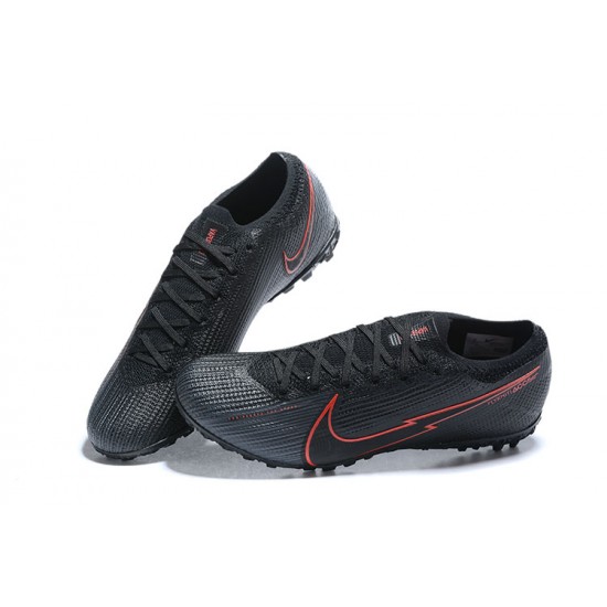 Nike Mercurial Vapor 7 Elite TF Black Red Low-top For Men Soccer Cleats 