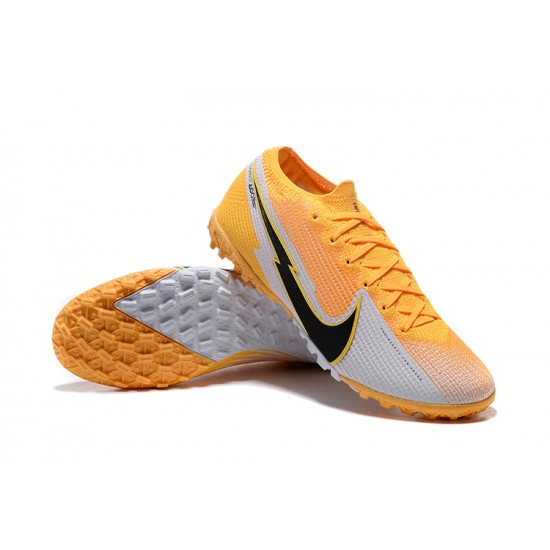 Nike Mercurial Vapor 7 Elite TF Black White Yellow Low-top For Men Soccer Cleats 