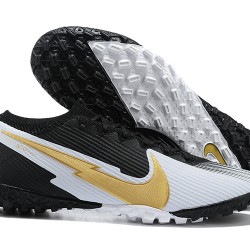 Nike Mercurial Vapor 7 Elite TF Black Yellow Gold White Low-top For Men Soccer Cleats 