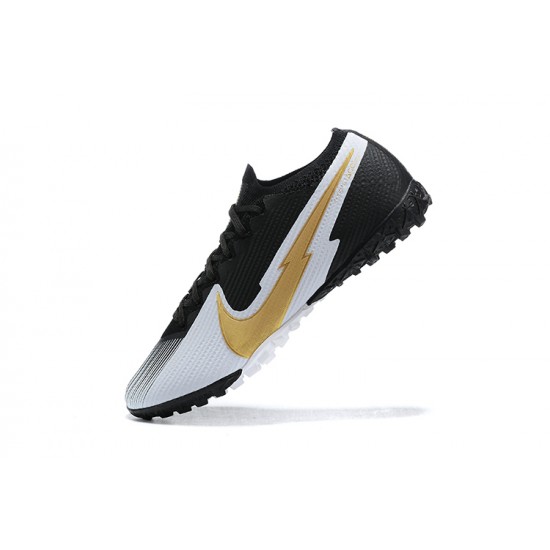 Nike Mercurial Vapor 7 Elite TF Black Yellow Gold White Low-top For Men Soccer Cleats