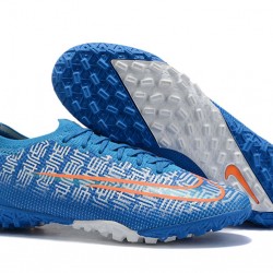 Nike Mercurial Vapor 7 Elite TF Blue White Orange Low-top For Men Soccer Cleats 