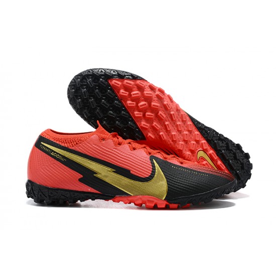 Nike Mercurial Vapor 7 Elite TF Red Gold Black Low-top For Men Soccer Cleats