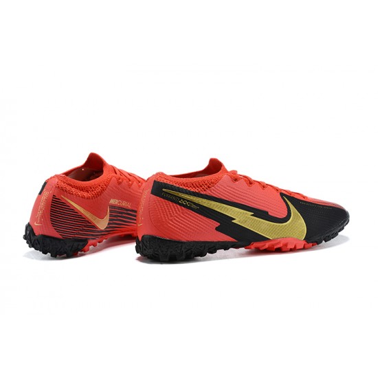 Nike Mercurial Vapor 7 Elite TF Red Gold Black Low-top For Men Soccer Cleats 