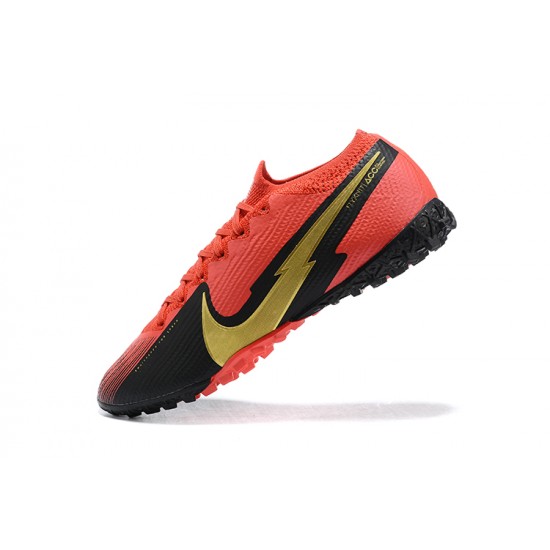 Nike Mercurial Vapor 7 Elite TF Red Gold Black Low-top For Men Soccer Cleats 