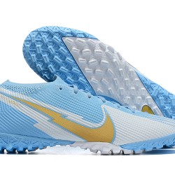 Nike Mercurial Vapor 7 Elite TF White Blue Gold Low-top For Men Soccer Cleats 