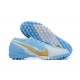 Nike Mercurial Vapor 7 Elite TF White Blue Gold Low-top For Men Soccer Cleats