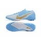 Nike Mercurial Vapor 7 Elite TF White Blue Gold Low-top For Men Soccer Cleats