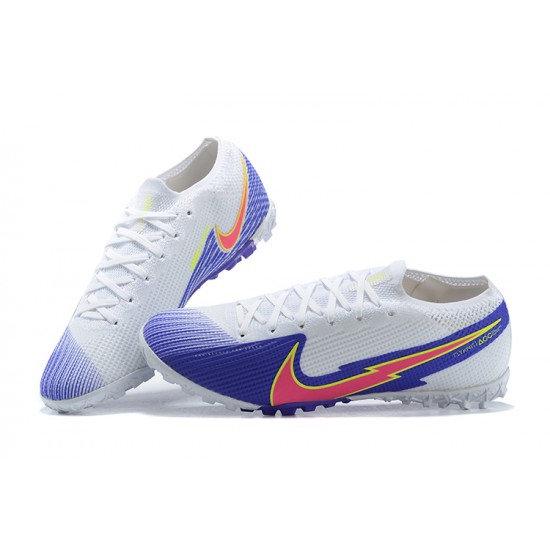 Nike Mercurial Vapor 7 Elite TF White Purple Low-top For Men Soccer Cleats