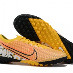 Nike Mercurial Vapor 7 Elite TF Yellow White Black Low-top For Men Soccer Cleats 