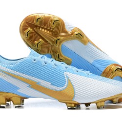 Nike Mercurial Vapor VII 13 Elite FG Blue Gold White Low-top For Men Soccer Cleats 