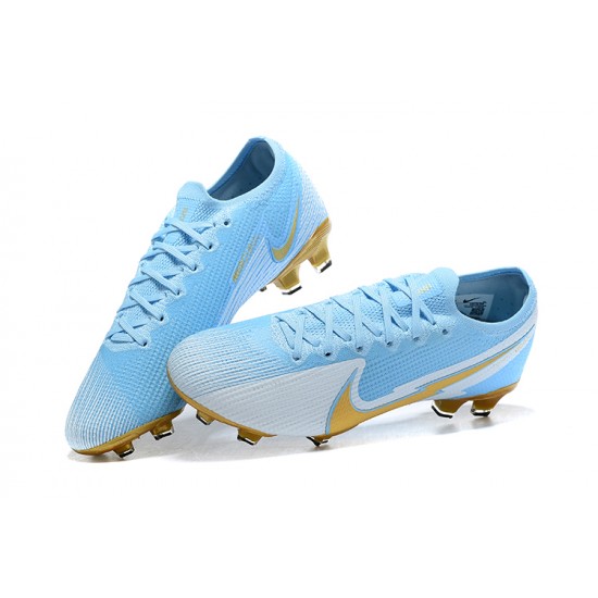 Nike Mercurial Vapor VII 13 Elite FG Blue Gold White Low-top For Men Soccer Cleats