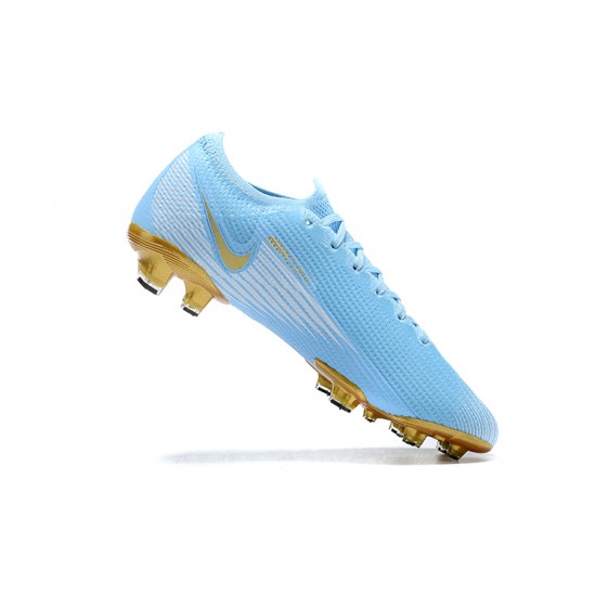 Nike Mercurial Vapor VII 13 Elite FG Blue Gold White Low-top For Men Soccer Cleats