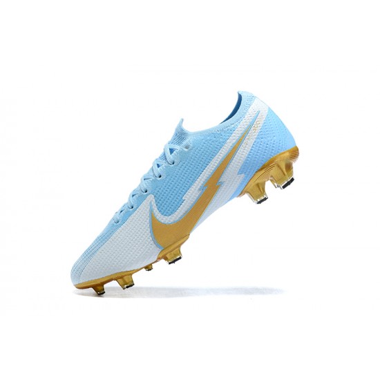 Nike Mercurial Vapor VII 13 Elite FG Blue Gold White Low-top For Men Soccer Cleats