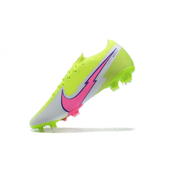 Nike Mercurial Vapor VII 13 Elite FG LightYellow Pink Black White Low-top For Men Soccer Cleats