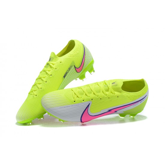 Nike Mercurial Vapor VII 13 Elite FG LightYellow Pink Black White Low-top For Men Soccer Cleats