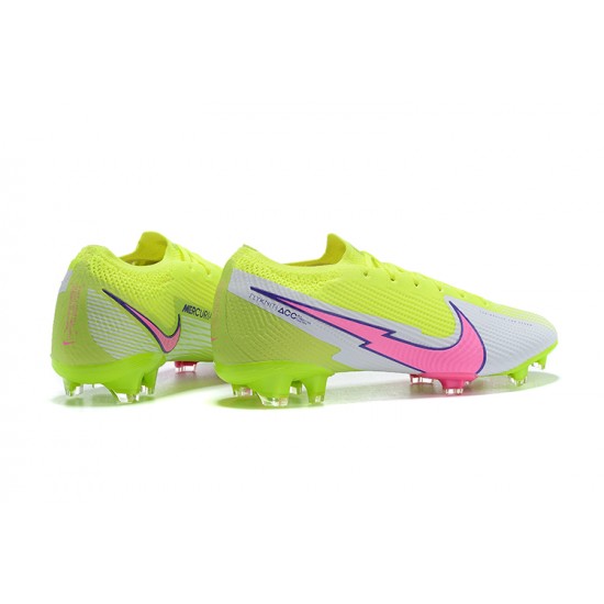 Nike Mercurial Vapor VII 13 Elite FG LightYellow Pink Black White Low-top For Men Soccer Cleats