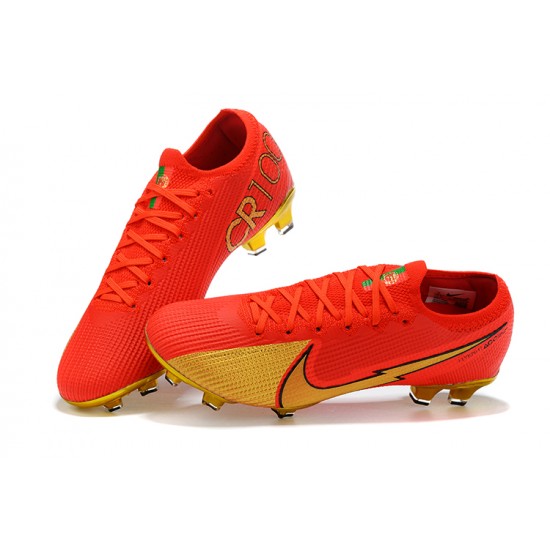 Nike Mercurial Vapor VII 13 Elite FG Red Gold Low-top For Men Soccer Cleats